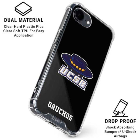 University of California-Santa Barbara UCSB Gauchos Black iPhone 16e Clear Case