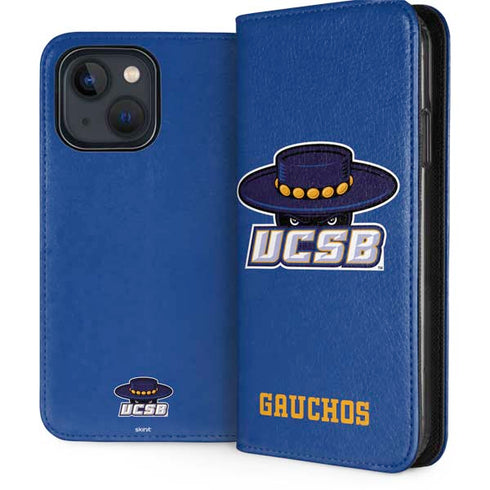 University of California-Santa Barbara UCSB Gauchos Blue iPhone 15 Folio Case