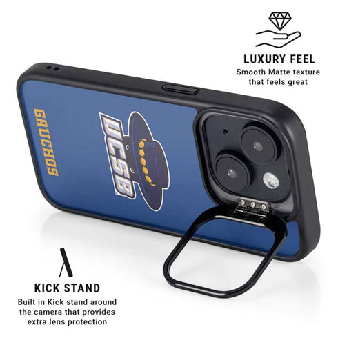 University of California-Santa Barbara UCSB Gauchos Blue iPhone 15 Kickstand Case