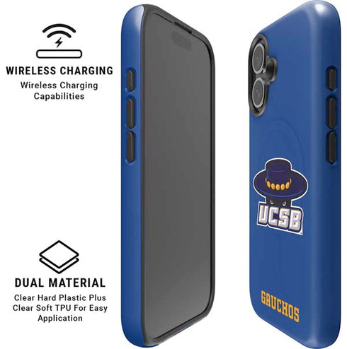 University of California-Santa Barbara UCSB Gauchos Blue iPhone 16 Magsafe Impact Case