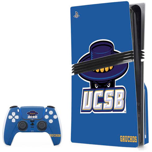University of California-Santa Barbara UCSB Gauchos Blue PS5 Pro Disk Bundle Skin