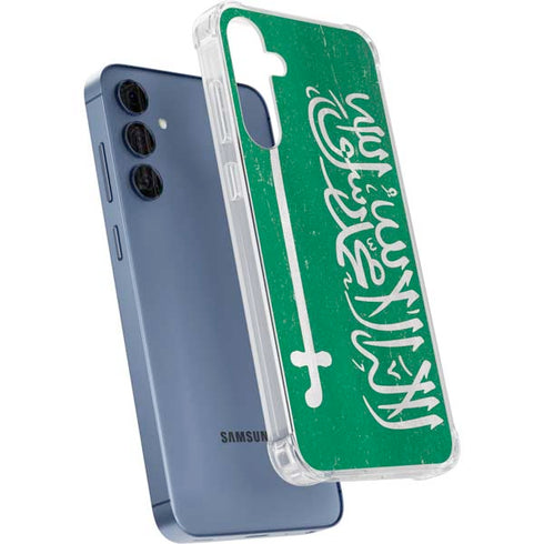 Saudi Arabia Flag Distressed Galaxy A35 5G Clear Case