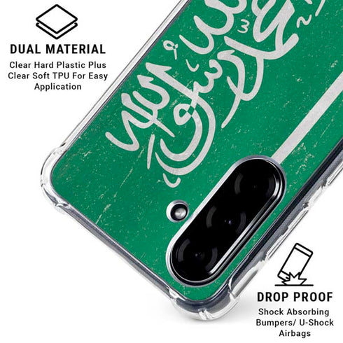 Saudi Arabia Flag Distressed Galaxy A36 5G Clear Case