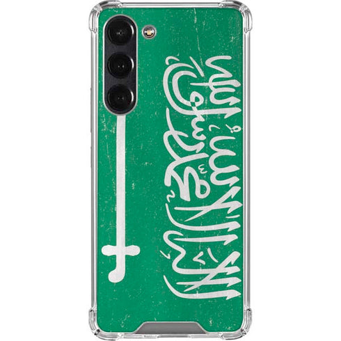 Saudi Arabia Flag Distressed Galaxy S24 FE Clear Case