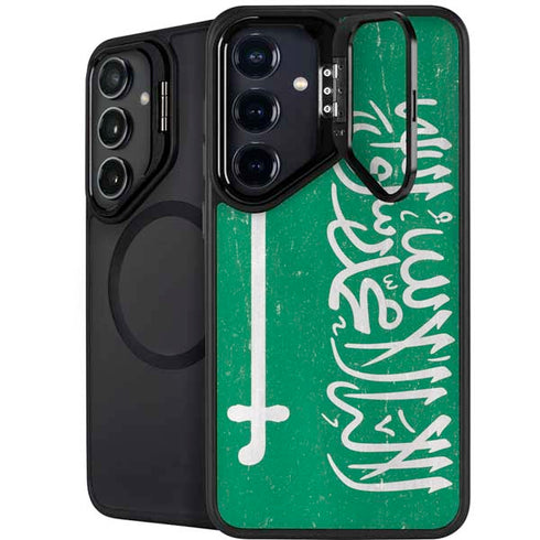 Saudi Arabia Flag Distressed Galaxy S24 FE Kickstand Case
