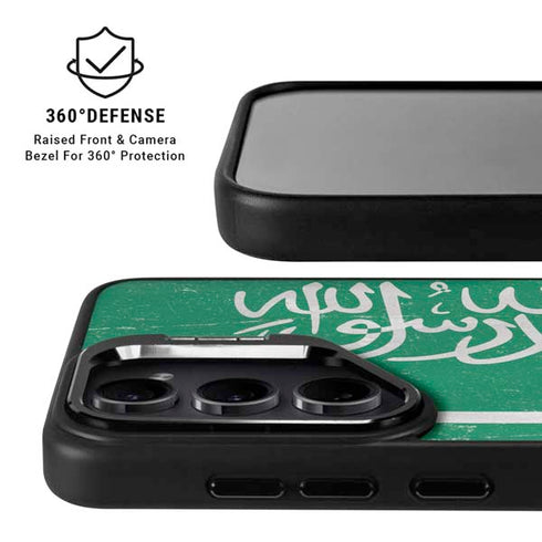 Saudi Arabia Flag Distressed Galaxy S24 FE Kickstand Case