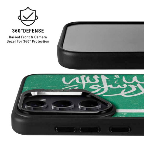 Saudi Arabia Flag Distressed Galaxy S25 Plus Kickstand Case