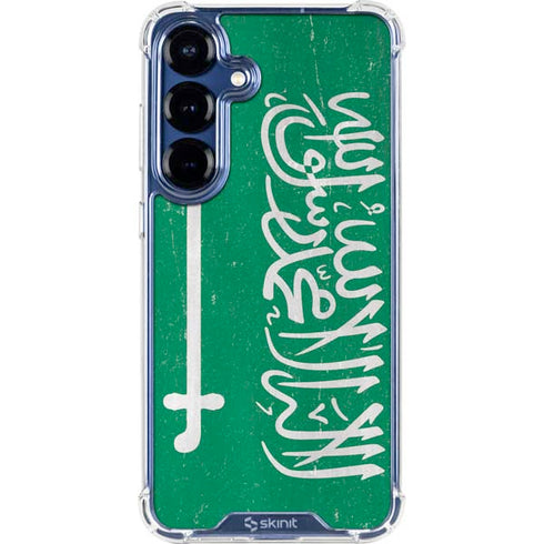 Saudi Arabia Flag Distressed Galaxy S25 Plus Clear Case