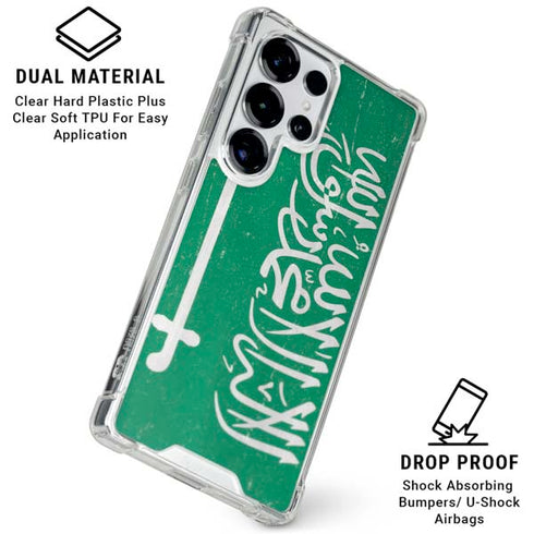 Saudi Arabia Flag Distressed Galaxy S25 Ultra Clear Case