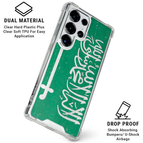 Saudi Arabia Flag Distressed Galaxy S26 Ultra Clear Case