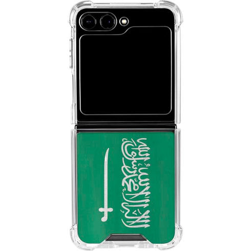 Saudi Arabia Flag Distressed Galaxy Z Flip5 5G Clear Case