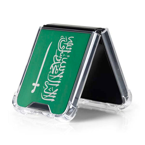 Saudi Arabia Flag Distressed Galaxy Z Flip5 5G Clear Case