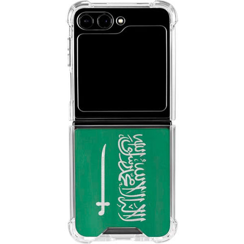 Saudi Arabia Flag Distressed Galaxy Z Flip6 Clear Case