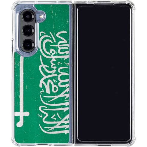 Saudi Arabia Flag Distressed Galaxy Z Fold5 5G Clear Case