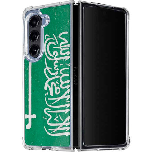 Saudi Arabia Flag Distressed Galaxy Z Fold5 5G Clear Case