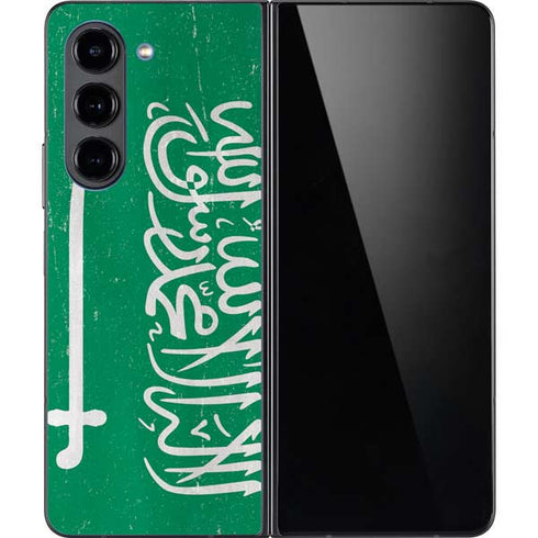 Saudi Arabia Flag Distressed Galaxy Z Fold5 5G Skin