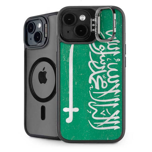 Saudi Arabia Flag Distressed iPhone 13 Kickstand Case