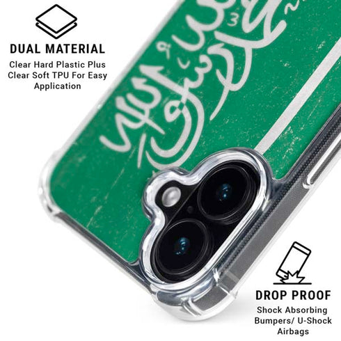 Saudi Arabia Flag Distressed iPhone 16 Clear Case