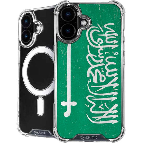 Saudi Arabia Flag Distressed iPhone 16 MagSafe Case