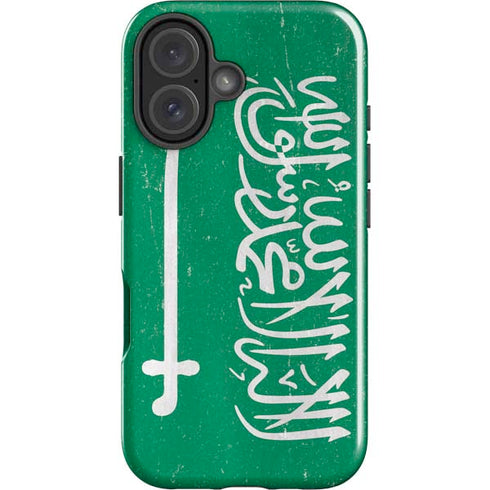 Saudi Arabia Flag Distressed iPhone 16 Plus Impact Case
