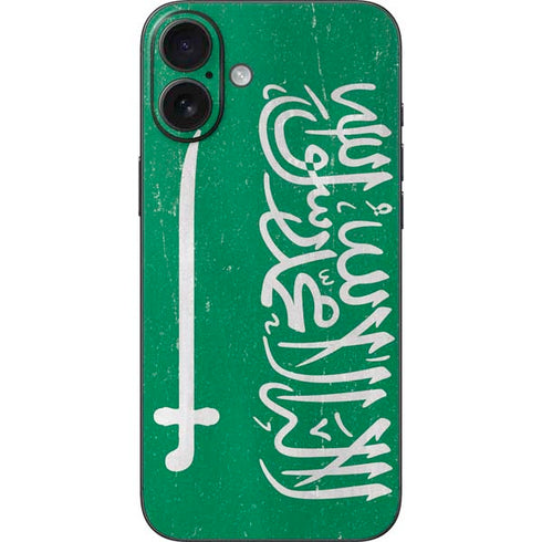 Saudi Arabia Flag Distressed iPhone 16 Plus Skin
