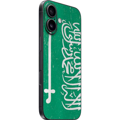 Saudi Arabia Flag Distressed iPhone 16 Plus Skin