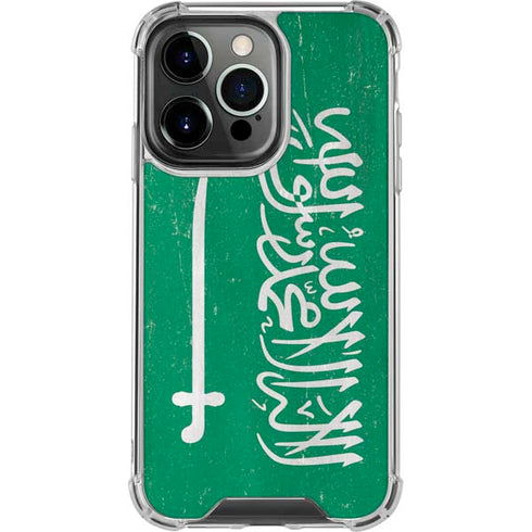 Saudi Arabia Flag Distressed iPhone 16 Pro Clear Case