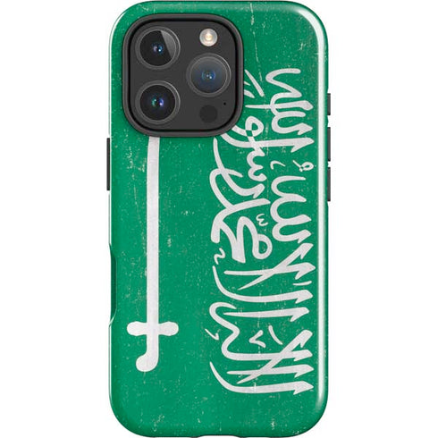 Saudi Arabia Flag Distressed iPhone 16 Pro Impact Case