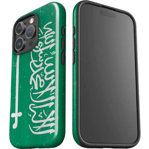 Saudi Arabia Flag Distressed iPhone 16 Pro Impact Case