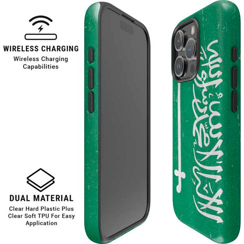 Saudi Arabia Flag Distressed iPhone 16 Pro Magsafe Impact Case