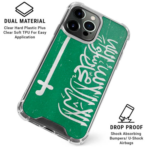 Saudi Arabia Flag Distressed iPhone 16 Pro Max Clear Case