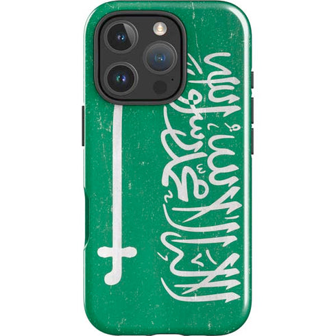 Saudi Arabia Flag Distressed iPhone 16 Pro Max Impact Case