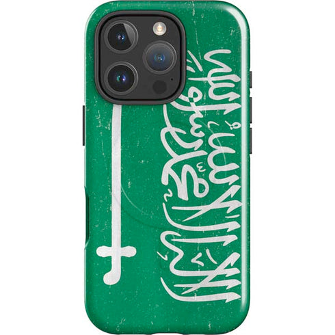 Saudi Arabia Flag Distressed iPhone 16 Pro Max Magsafe Impact Case