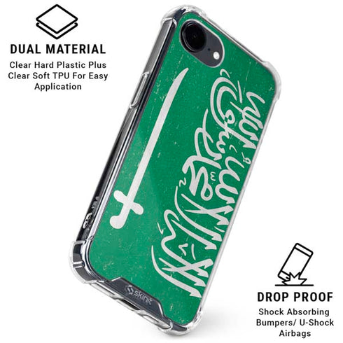 Saudi Arabia Flag Distressed iPhone 16e Clear Case