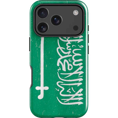 Saudi Arabia Flag Distressed iPhone 18 Pro Impact Case