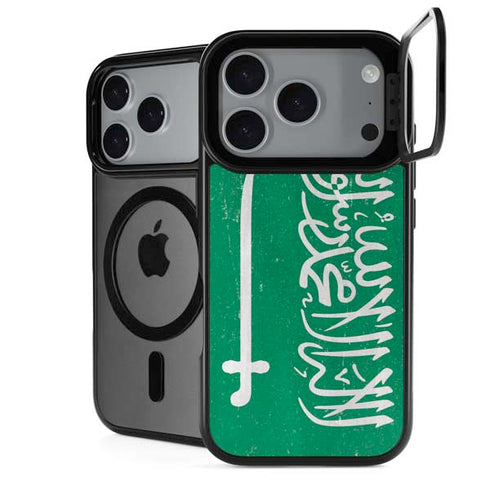 Saudi Arabia Flag Distressed iPhone 18 Pro Kickstand Case