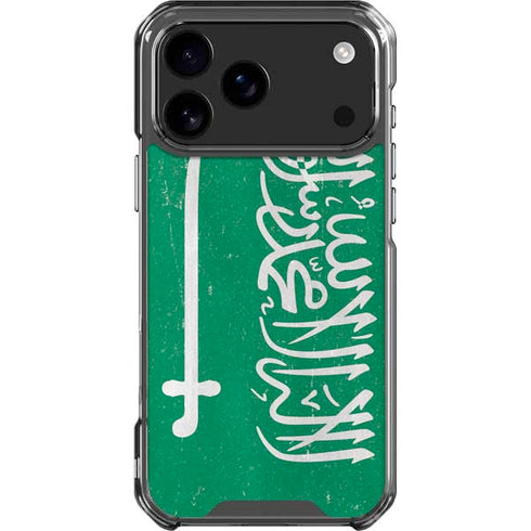 Saudi Arabia Flag Distressed iPhone 18 Pro Max Clear Case