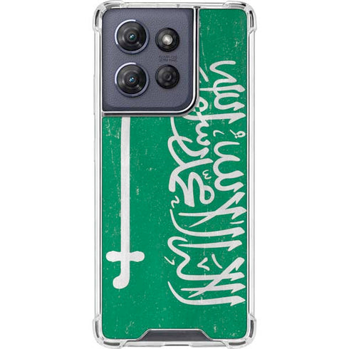 Saudi Arabia Flag Distressed Moto G 5G (2025) Clear Case