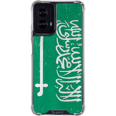 Saudi Arabia Flag Distressed Moto G Power 5G (2024) Clear Case
