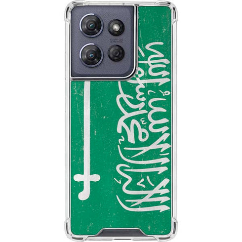 Saudi Arabia Flag Distressed Moto G Power 5G (2025) Clear Case