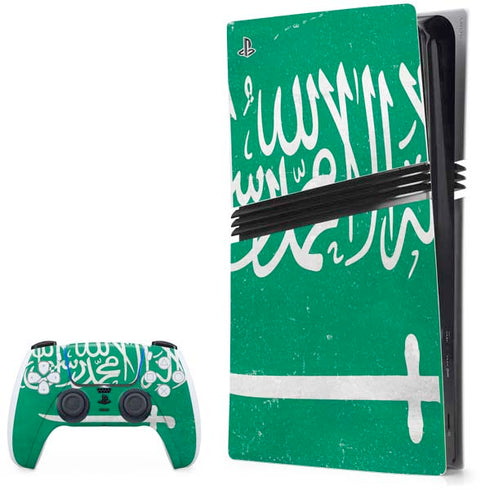 Saudi Arabia Flag Distressed PS5 Pro Bundle Skin