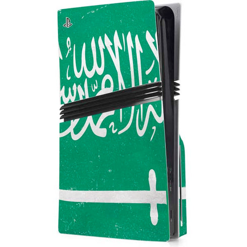 Saudi Arabia Flag Distressed PS5 Pro Disk Console Skin
