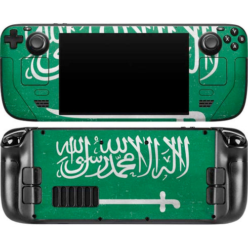 Saudi Arabia Flag Distressed Steam Deck Handheld Gaming Computer OLED Skin