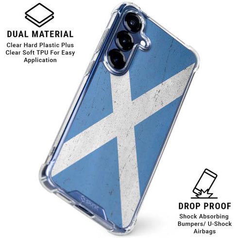 Scotland Flag Distressed Galaxy S25 Plus Clear Case