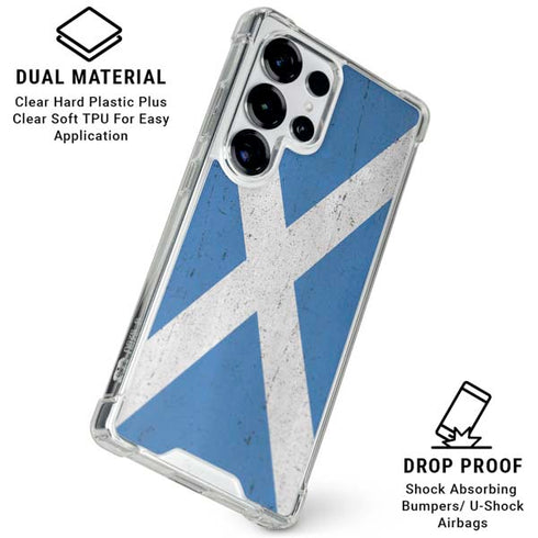Scotland Flag Distressed Galaxy S26 Ultra Clear Case