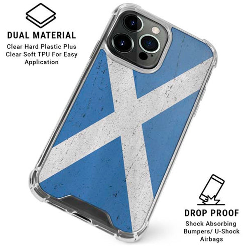 Scotland Flag Distressed iPhone 16 Pro Max Clear Case