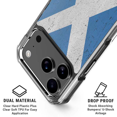 Scotland Flag Distressed iPhone 17 Pro Max Clear Case