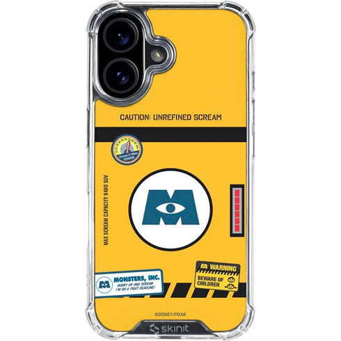 Disney Monsters Inc. Scream Canister iPhone 16 Clear Case