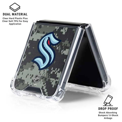 NHL Seattle Kraken Camo Galaxy Z Flip6 Clear Case