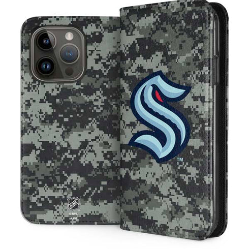 NHL Seattle Kraken Camo iPhone 15 Pro Folio Case